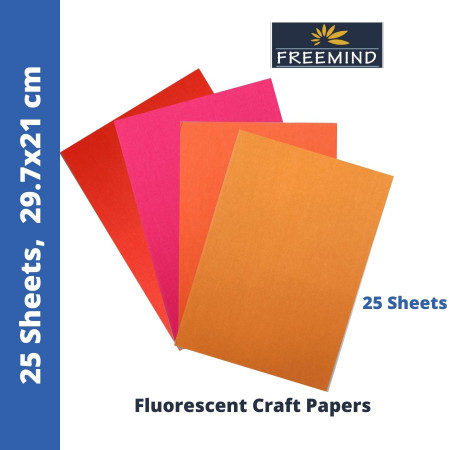 Freemind Fluoroscent A4 Craft Paper - Unruled, 25 Sheets, 29.7x21 cm