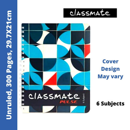 Classmate Pulse 6 Subject - Spiral, Unruled, 300 Pages, 29.7x21cm (02100124)