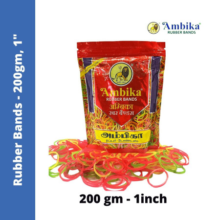 Ambika Rubber Bands - 200 gm, 1 inch
