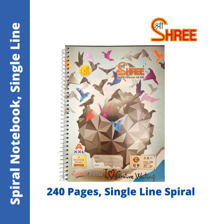 Shree Spiral Notebook - Single Line, 240 Pages