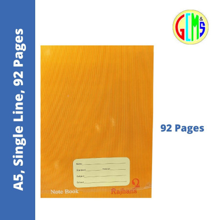 Rajhans A5 Single Line Notebook - 92 Pages