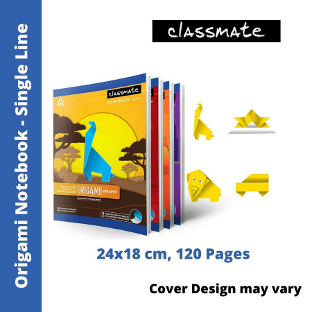 Classmate Notebook - Single Line, 120 Pages, 24x18cm, with 4 Origami Sheets (02001292)