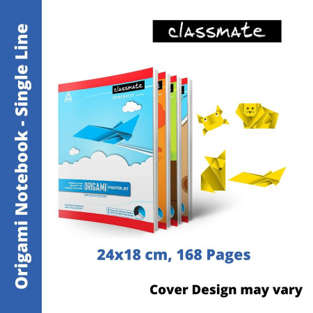 Classmate Notebook - Single Line, 168 Pages, 24x18cm, with 2 Origami Sheets (02001296)