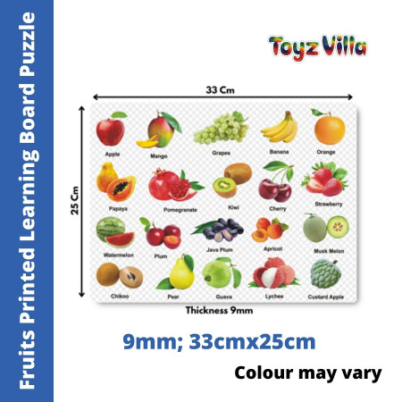 ToyzVilla Fruits Printed Learning Board (Size: 33cm X 25cm)