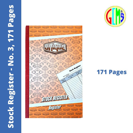 Unique Stock Case Bound Register - No. 3, 171 Pages