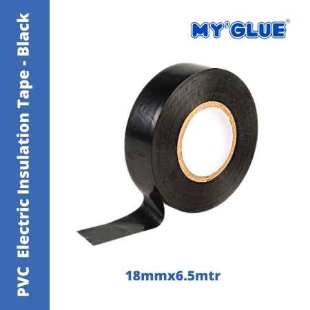 MyGlue PVC Electric Insulation Tape Black - 18mmx6.5 mtr