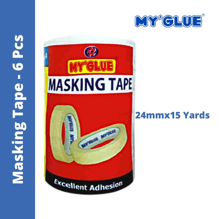 MyGlue Masking Tape - 24mmx15 Yards, 6 Pcs