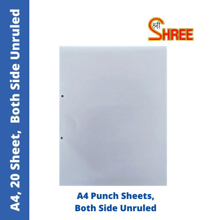 Shree Ajaya Punch Sheet A4 - Unruled, Pack of 20 Sheets