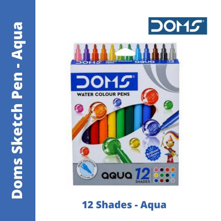 Doms Water Colour Sketch Pens - Aqua; 12 Shades