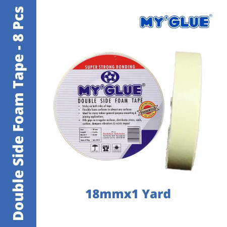 MyGlue Double Sided Foam Tape - 18mmx1 Yard, 8 Pcs