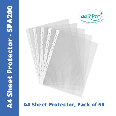 Aarpee A4 Sheet Protector - Natural, 0.20mm, Pack of 50 (SPA200)