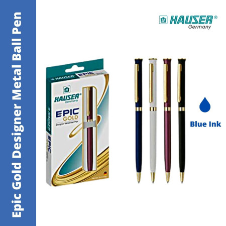Hauser Epic Gold Designer Metal Ball Pen - Blue
