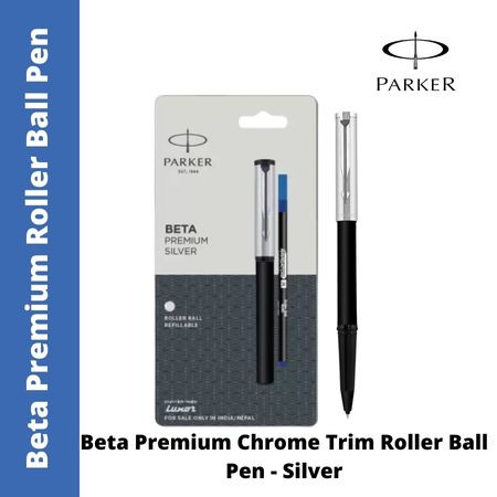 Parker Beta Premium Chrome Trim Roller Ball Pen - Silver (MRP - Rs. 190)