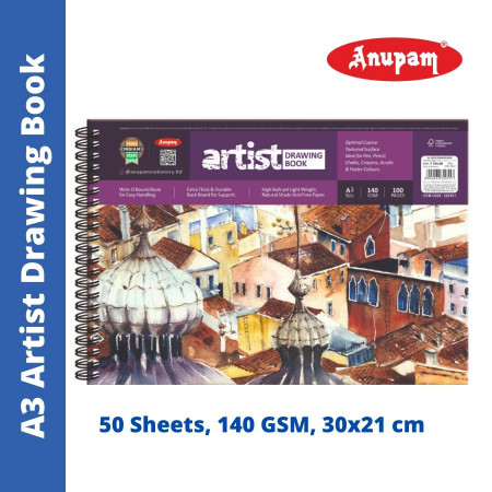 Anupam A3 Artist Drawing Book - 50 Sheets, 140 GSM (320564)