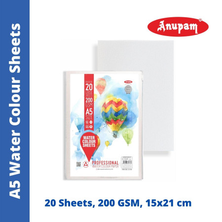 Anupam A5 Water Colour Sheets - 20 Sheets, 200 GSM (327280)