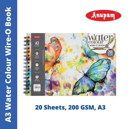 Anupam A3 Water Colour Wire-O Book - 20 Sheets, 200 GSM (328690)