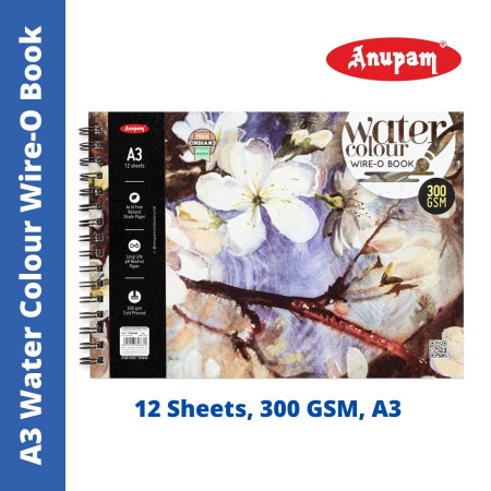 Anupam A3 Water Colour Wire-O Book - 12 Sheets, 300 GSM (328669)