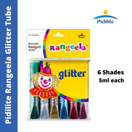 Pidilite Rangeela Glitter Tube - 6 Shades, 5ml each