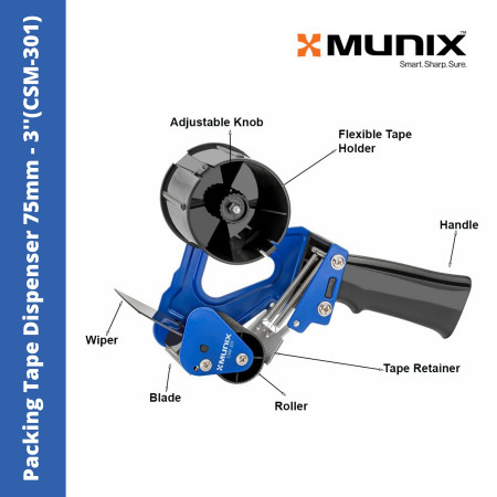 Munix Packing Tape Dispenser 75mm - 3'' (CSM-301)