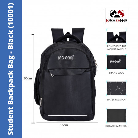Bag Gear Multipurpose Student school Bag - Black, 40 Ltr (10001)