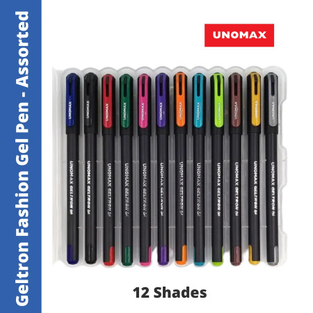 Unomax Geltron Fashion Gel Pen Assorted - 12 Shades