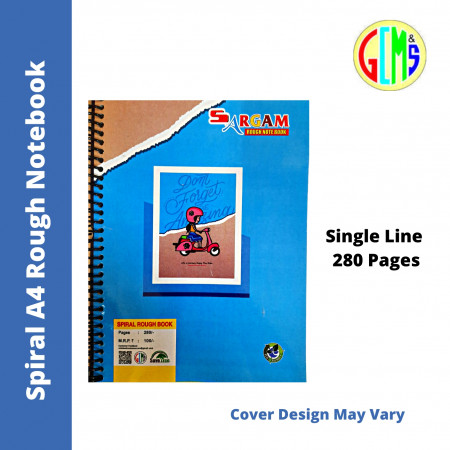 Sargam A4 Rough Spiral Notebook - Single Line, 280 Pages