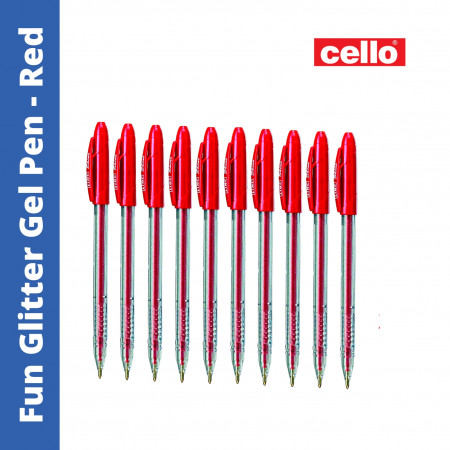 Cello Fun Glitter Gel Pen - Red