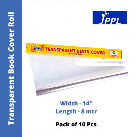 JPPL Transparent Book Cover Roll (SD-04) - 14'' x 8 mtr, Pack of 10