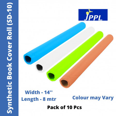 JPPL Synthetic Coloured Book Cover Roll (SD-10) - 14'' x 8 mtr, Pack of 10