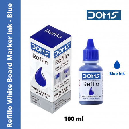 Doms Refilo White Board Marker Ink (100ml) - Blue