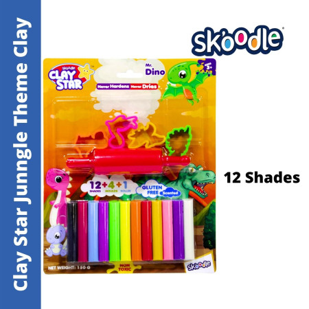 Skoodle Clay Star Jungle Theme Clay - 12 Shades (SP10547)