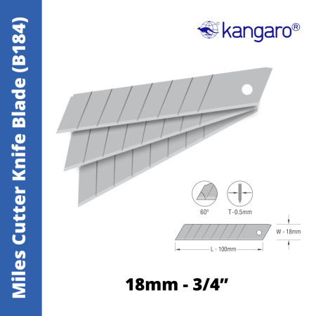 Kangaro Miles Cutter Knife Blade - 18mm, 3/4” (B184-10)