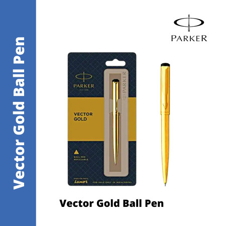 Parker Vector Stainless Steel Gold Ball Pen (MRP - Rs. 800)