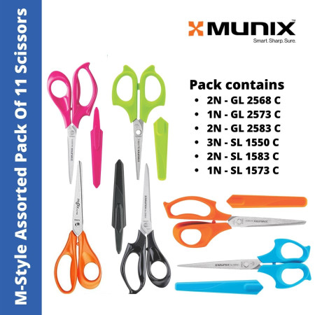 Munix Scissors M-Style Assorted Pack Of 11 Scissors