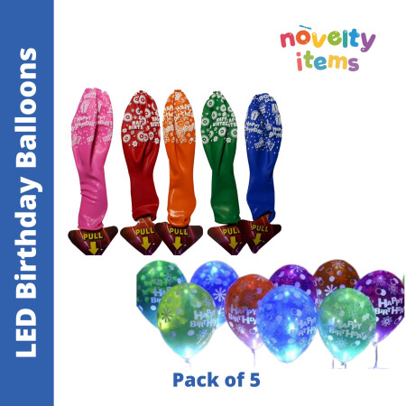 LED Birthday Balloons - Pack of 5