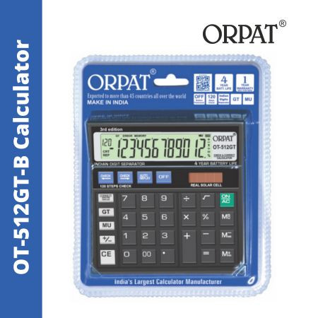 Orpat OT-512GT-B Check & Correct Calculator Blister Pack