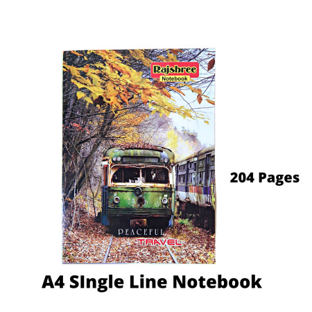 Rajshree A4 Single Line Notebook - 204 Pages