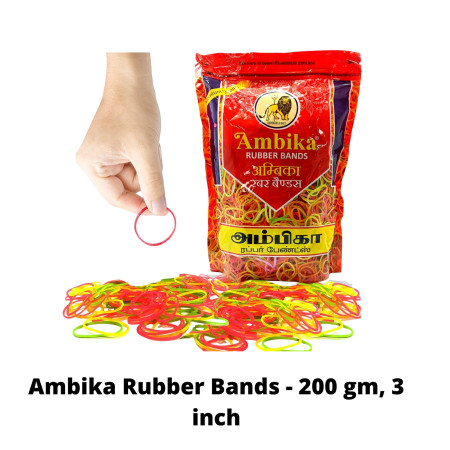 Ambika Rubber Bands - 200 gm, 3 inch