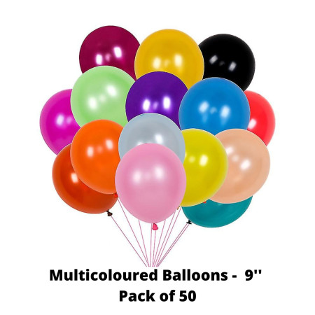 Regal Multicoloured Balloons - 9'', Pack of 50