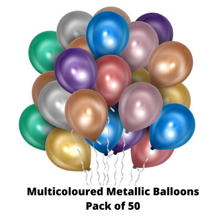 Regal Multicoloured Metallic Balloons - Pack of 50