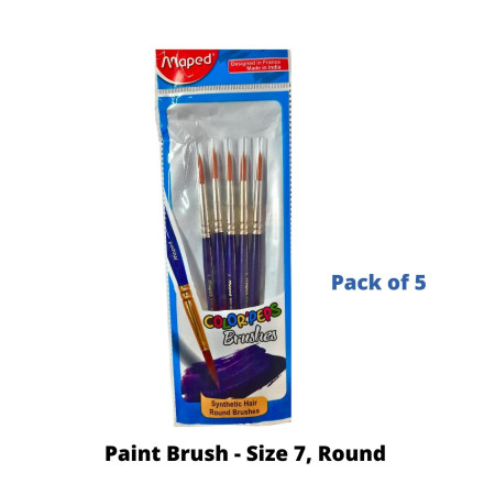 Maped Paint Brush - Size 7, Round, Pack of 5 (867609)
