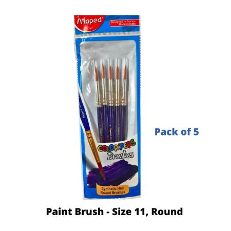 Maped Paint Brush - Size 11, Round, Pack of 5 (867613)