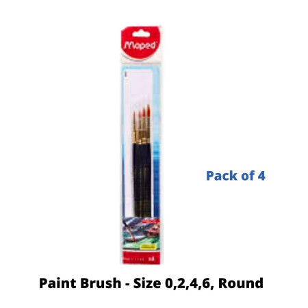 Maped Paint Brush - Assorted, Round, Pack of 4 (867615)