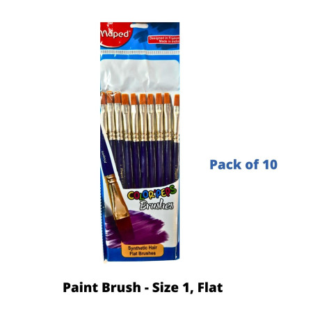 Maped Paint Brush - Size 1, Flat, Pack of 10 (867703)
