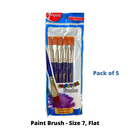 Maped Paint Brush - Size 7, Flat, Pack of 5 (867709)
