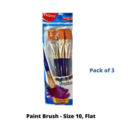 Maped Paint Brush - Size 10, Flat, Pack of 3 (867712)
