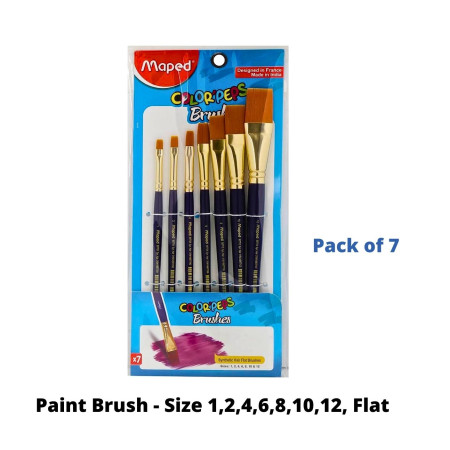 Maped Paint Brush - Assorted, Flat, Pack of 7 (867716)
