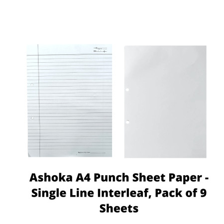 Ashoka A4 Punch Sheet Paper - Single Line Interleaf, Pack of 9 Sheets