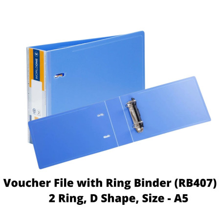WorldOne Voucher File with Ring Binder - A5, 2 Ring, D Shape (RB407)
