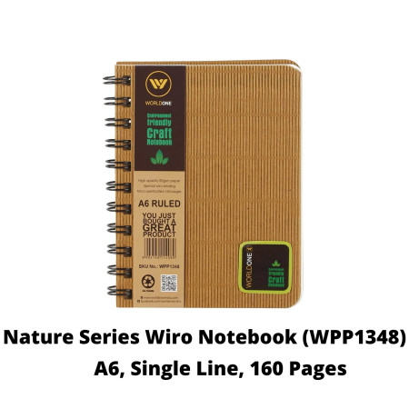 WorldOne A6 Nature Series Wiro Notebook - Single Line, 160 Pages (WPP1348)